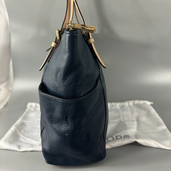 Michael Michael Kors Navy Blue Leather Medium Jet SEt Top Zip Tote - Picture 9 of 14